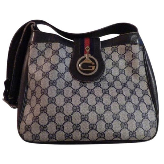 Gucci Ophidia Top Handle Bag Xl W Printleather Sherry Stripe And Gold G Navy Guccissimaredblue Leath