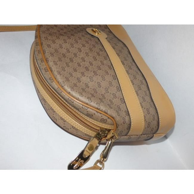 Gucci Vintage Shades Of Brown Leather Coated Canvas Cross Body Bag