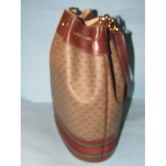 Gucci Vintage Small G Logo Print Coated Canvas And Leather With Red And Green