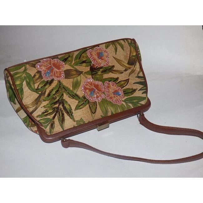 Vintage Pursesvintage Purses Floral And Brown Canvas Leather Shoulder Bag