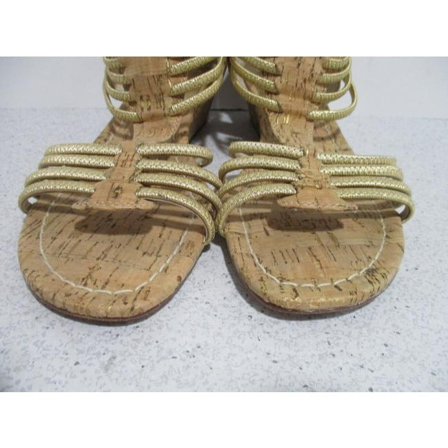 Donald J Pliner Gold Braided Rope Strappy Low Gladiator Sandals Size Us