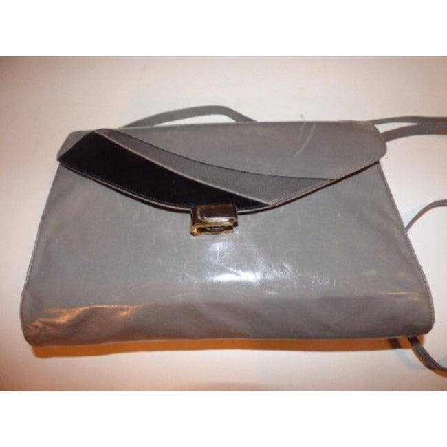 Bally Vintage Pursesdesigner Purses Patent Leather In Shades Of Grey And Black Cross Body Bag