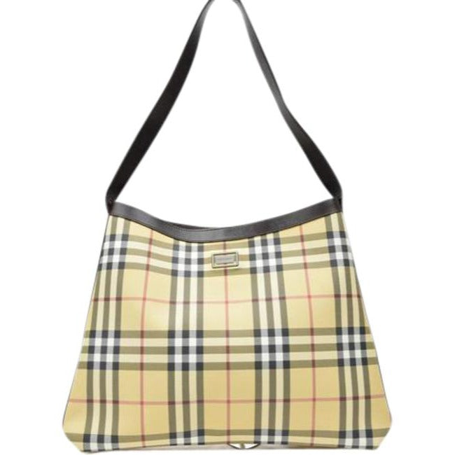 Burberry Nova Check Plaid Print Leatherplaid Canvas Satchel