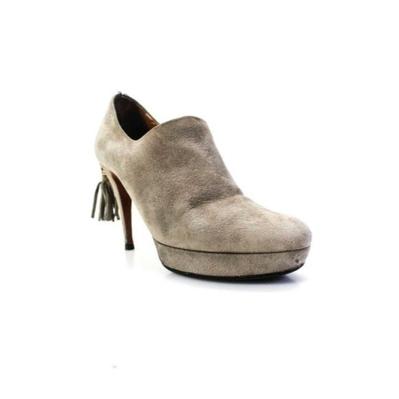 Gucci Taupe Grey Suede Leather Tassel Bootie