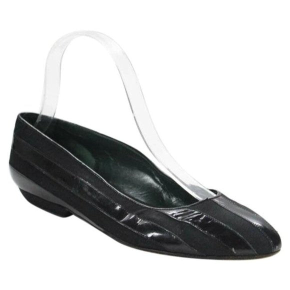 Gucci Black Patent Leather Vintage Early Mod Flats