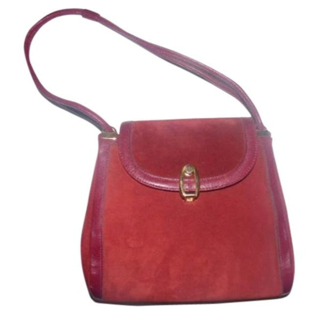 Gucci Red Suede And Leather Shoulder Bag