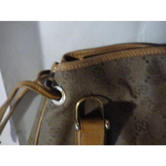 Gucci Vintage Shades Of Brown Canvas And Leather Satchel