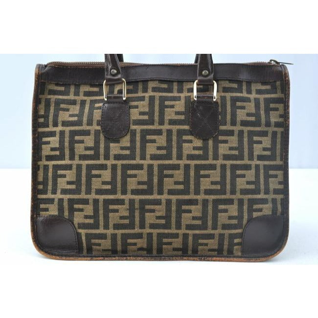 Fendi Top Handle Tobacco Zucca Print Canvas And Leather Satchel