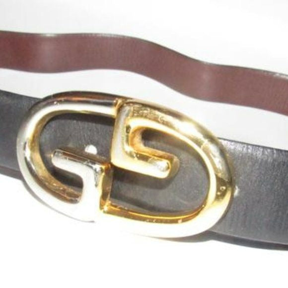 Gucci Black & Brown Leather, Removable & Reversible, Unisex Belt with an XL Two-tone GG Logo Buckle