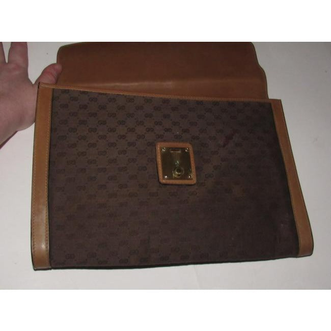 Gucci Brown Micro Guccissima Print Leather And Canvas Clutch