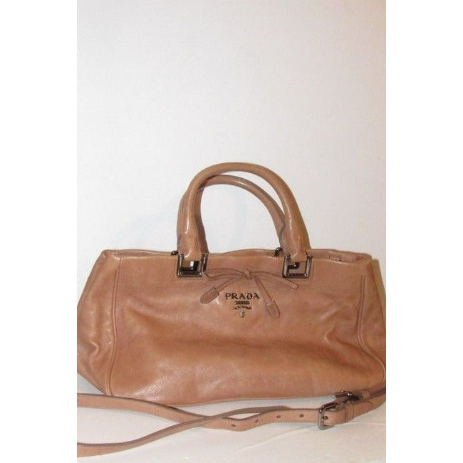 Prada Way Top Handle Nude Pink Leather Satchel