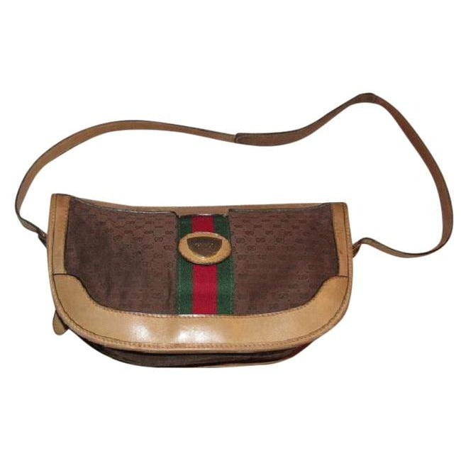 Gucci W Guccissima Canvas Leather Half Moon Shape Red Green Brown Micro G Bag