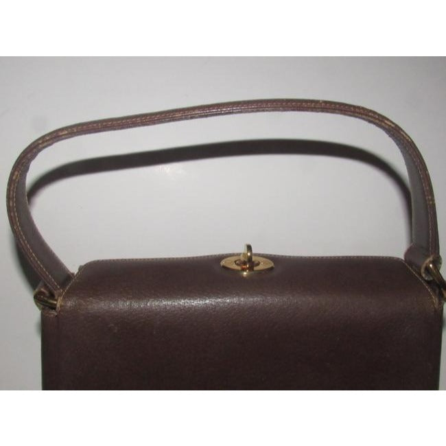 Gucci Boxy Structured Kelly Top Handle Purse Brown Leather Shoulder Bag