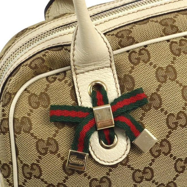 Gucci Princy Satchel Brown Leather And Gg Leather Shoulder Bag