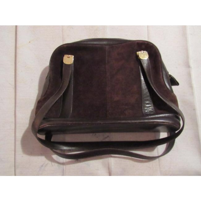 Gucci Vintage Dark Brown Suede And Leather Satchel