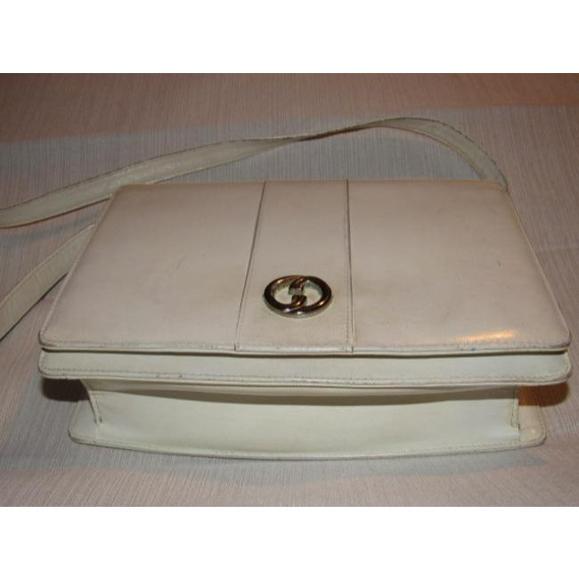 Gucci Mod White Leather Chrome Shoulder Bag