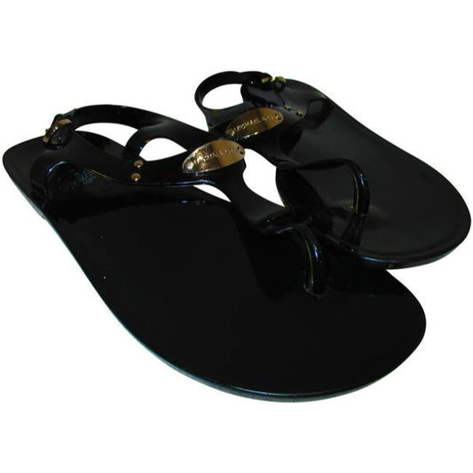 Michael Kors Black Vinyl T Strap Flip Flop Sandals Size Us