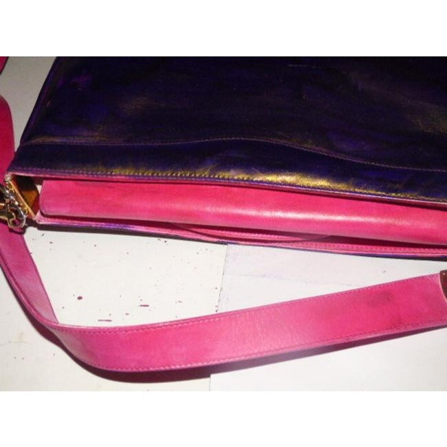 Gucci Vintage Pink And Purple Leather Glossy Shoulder Bag