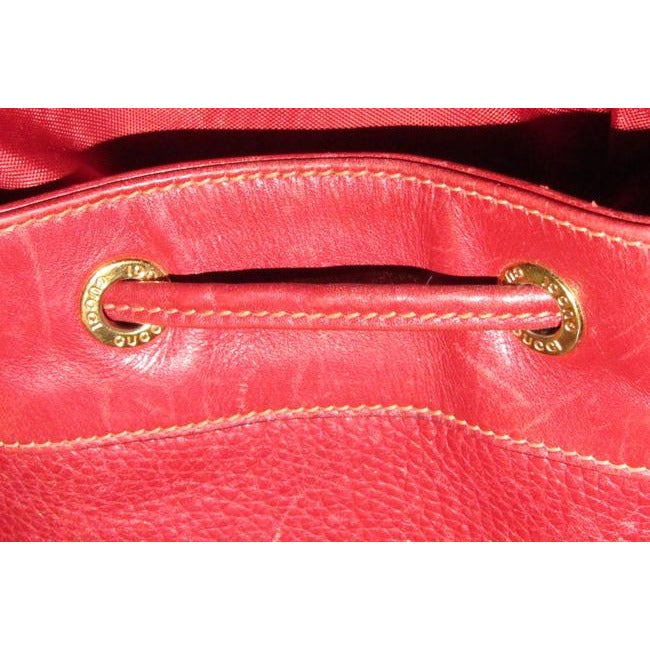 Gucci Xl Bucket Bag W Pebbled Drawstring W Smooth Trim True Red Gold Accents Leather Satchel