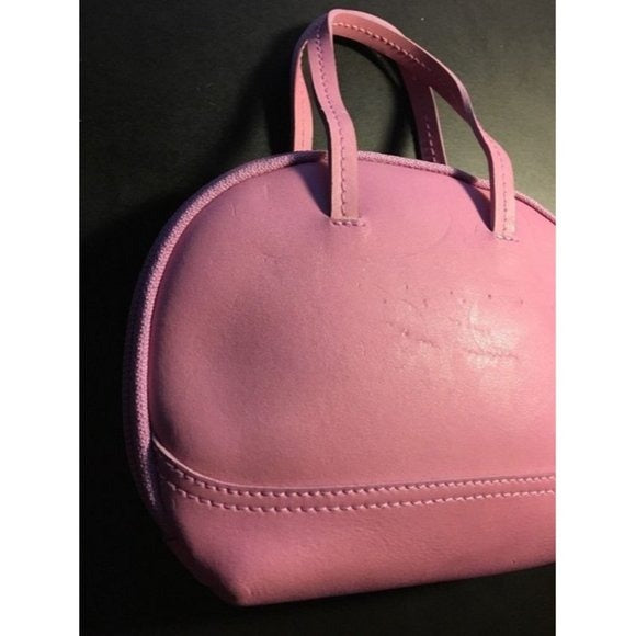 Vintage Furla Bubble Gum Pink Leather Top Handle Bowler Style Purse