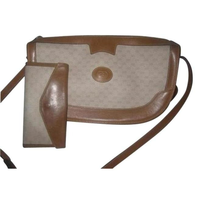 Gucci Camel on Ivory Micro G Print Half Moon Shape Purse