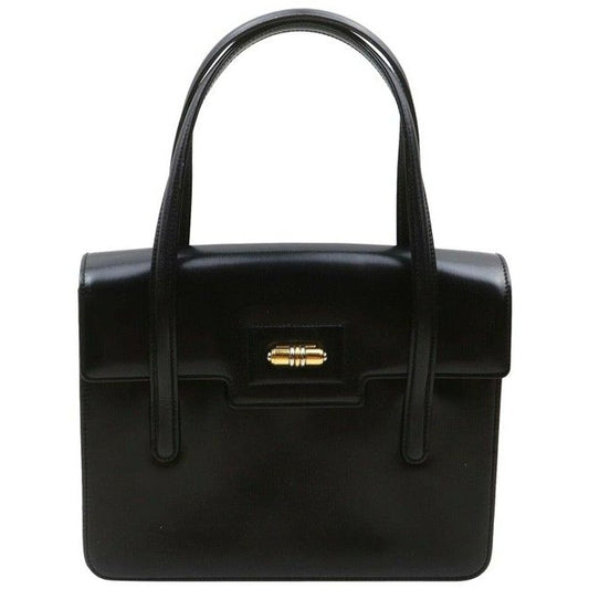 Gucci Early Kelly Style Glossy Black Leather