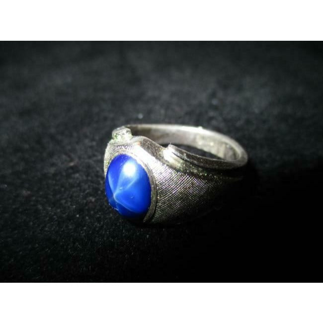 ESPO Blue Oval Star Sapphire Sterling Silver Modernist Ring