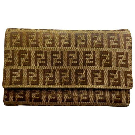 Fendi Tobacco Zucca Print Zucchino Trifold Wallet