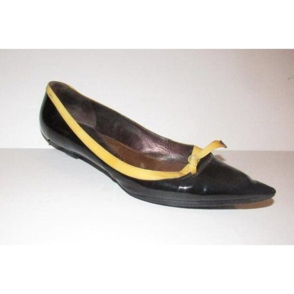 Giorgio Armani Black Yellow Bows Accent Flats