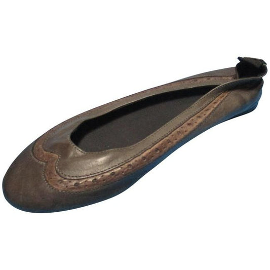 Bata Brown Bronze Band Ballet Flats Size Eu