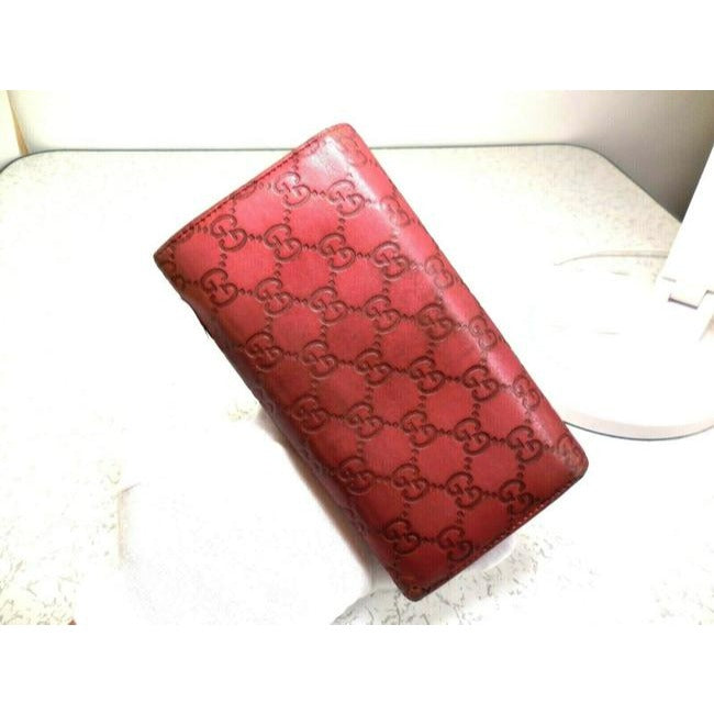 Gucci Metallic Magenta Chrome Xl Embossed Guccissima Leather Wallet