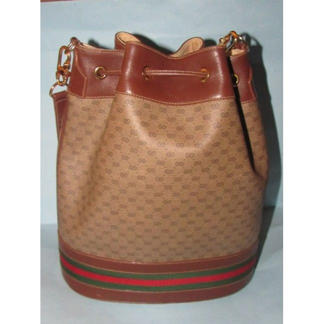 Gucci Vintage Small G Logo Print Coated Canvas And Leather With Red And Green