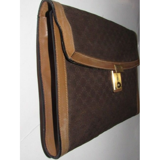 Gucci Brown Micro Guccissima Print Leather And Canvas Clutch