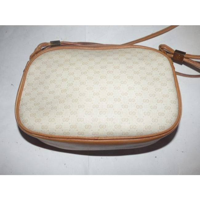 Gucci Vintage Camel Small G Logo Print On Ivory Camel Leather