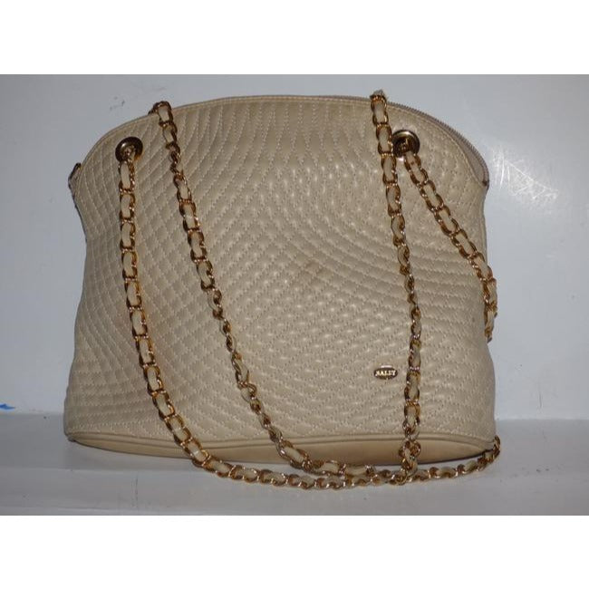 Bally Vintage Pursesdesigner Purses Champagne Quilted Suede And Leather Shoulder Bag