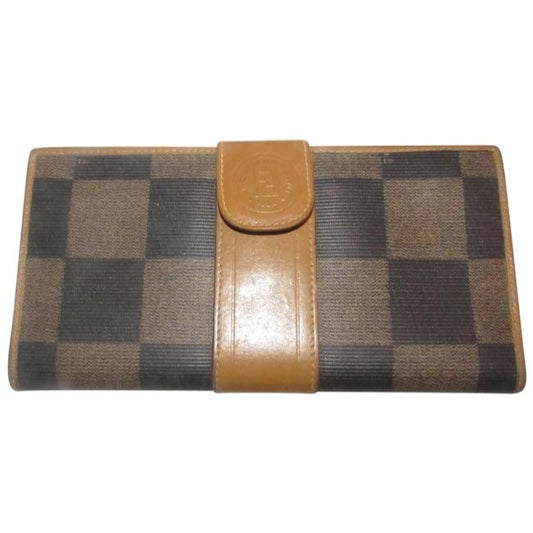 Fendi Checkerboard Print In Browns Xl Vintage Continental Wallet