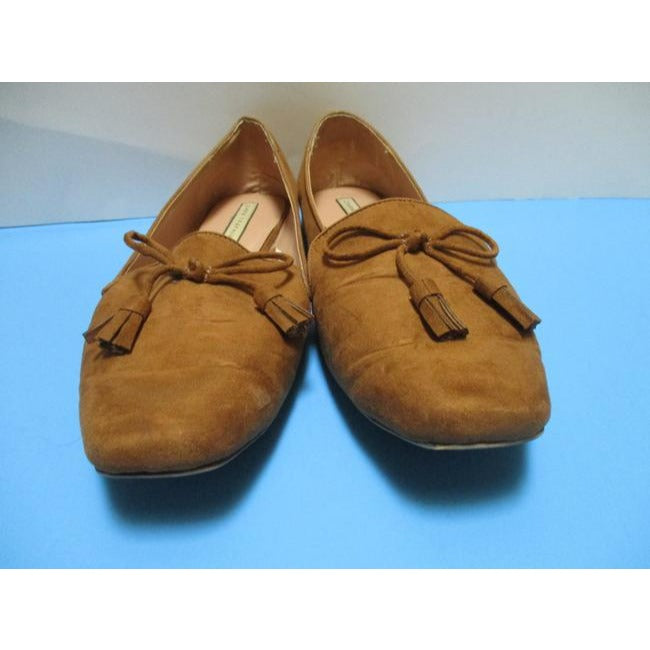 Zara Brown Soft Rust Suede Square Toe Loafer Slip On Flats Size Eu