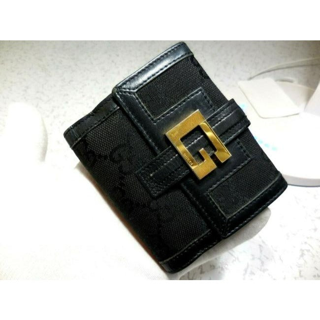 Gucci Black G Logo Leather Tom Ford Era Bi Fold Style Wallet