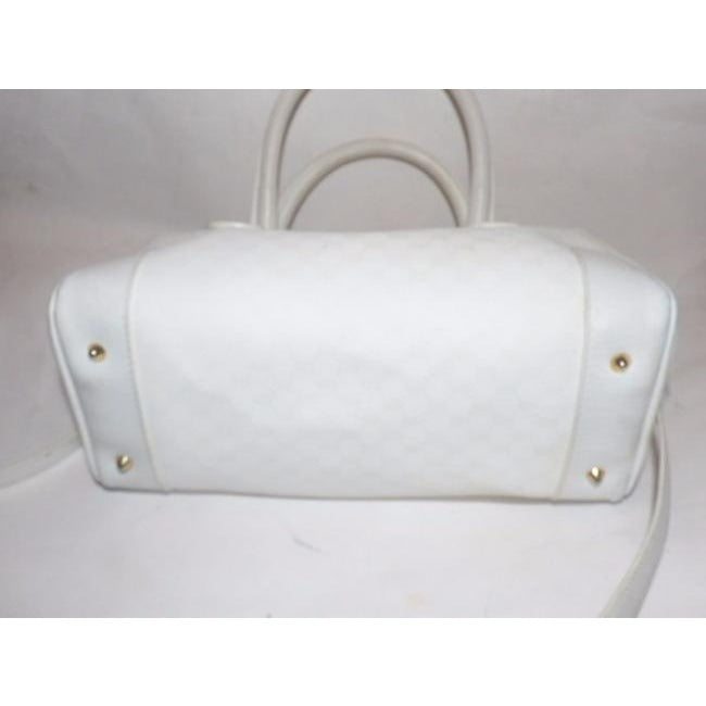 Gucci Vintage White Small G Logo Print Leather Coated Canvas Satchel