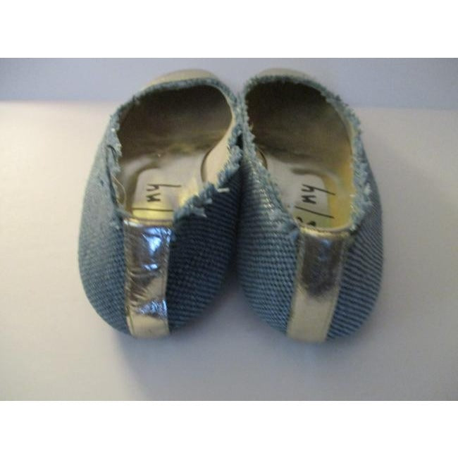 French Sole Blue Aqua Distressed Fringe Metallic Toe Ballet Flats Size Us