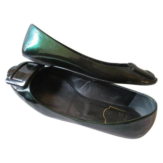 Roger Vivier Green Paris Patent Ballerina Flats Size Us