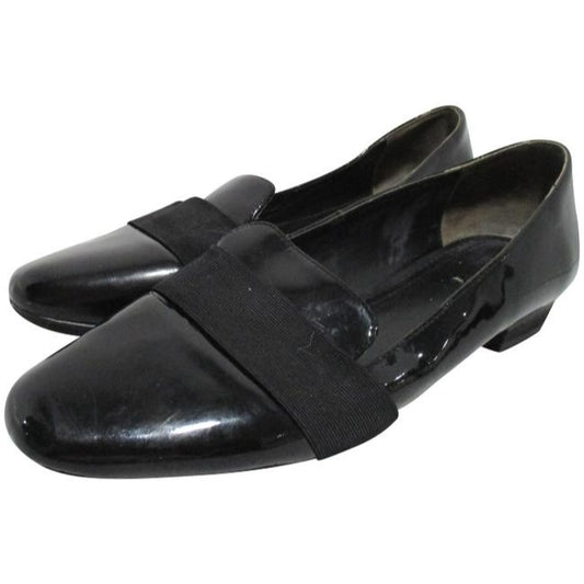 Pour La Victoire Patent Black Sarina Square Toe Sip On Flats Size Us