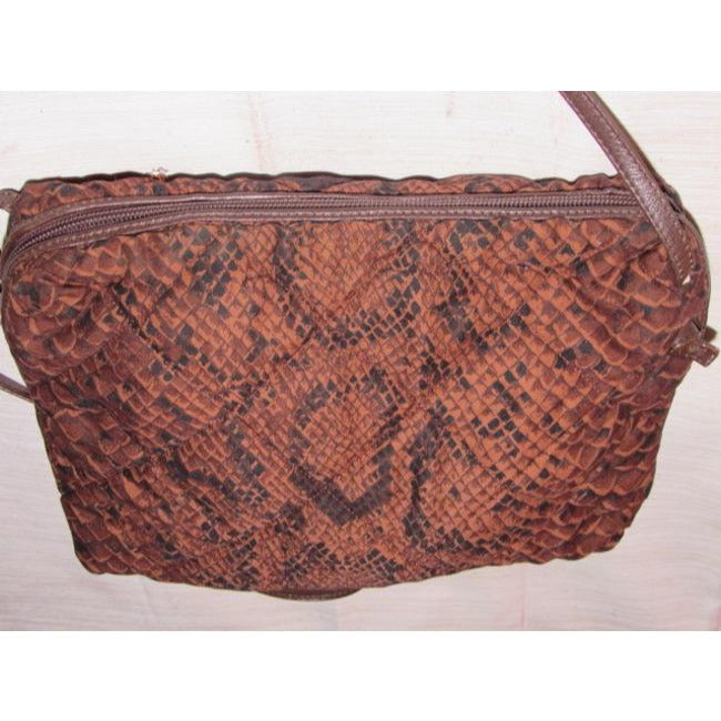 Bottega Veneta Snakeskin Print Silk & Leather Satchel