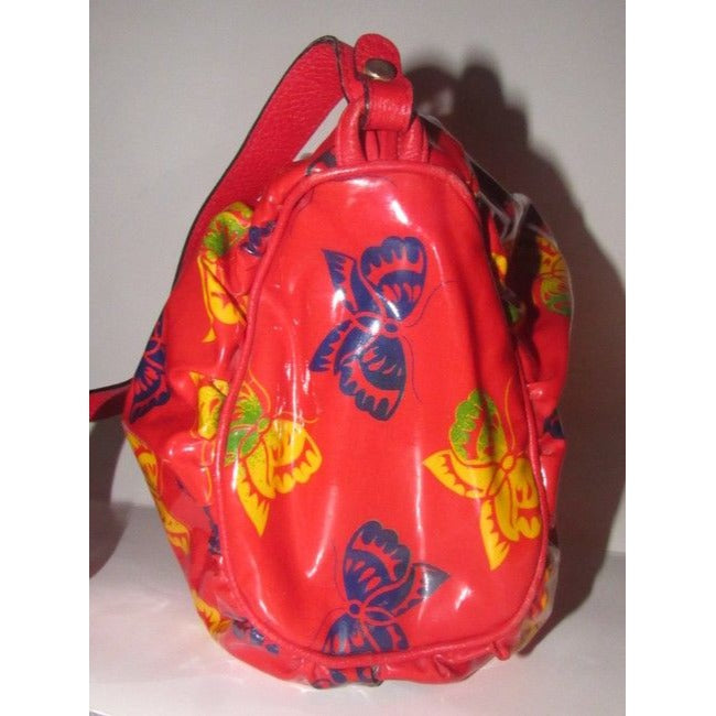 Bottega Veneta Vintage Pursesdesigner Purses Yellow And Blue Butterfly Print On Red Glossy With Red