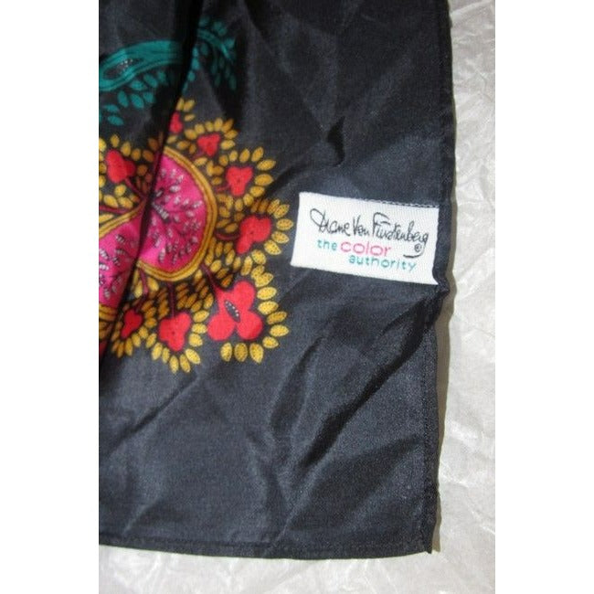 Diane Von Furstenberg Colorful Abstract Scarf with Floral/Peacock Design