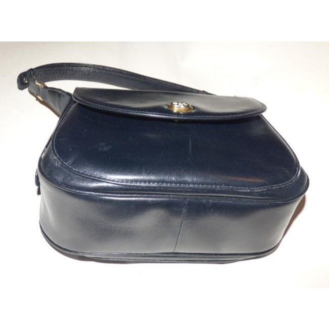 Gucci Top Handle Kelly Style Midnight Blue Black Leather Shoulder Bag