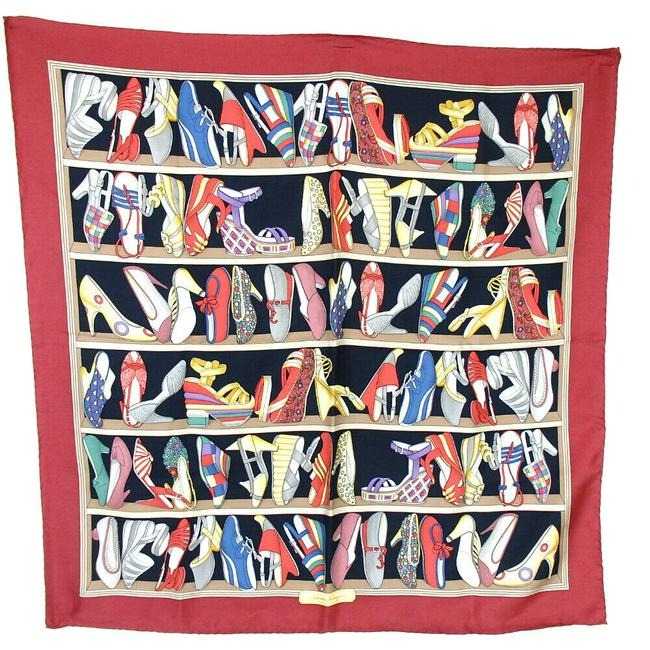 Salvatore Ferragamo Multi Color Shoe Print Scarf