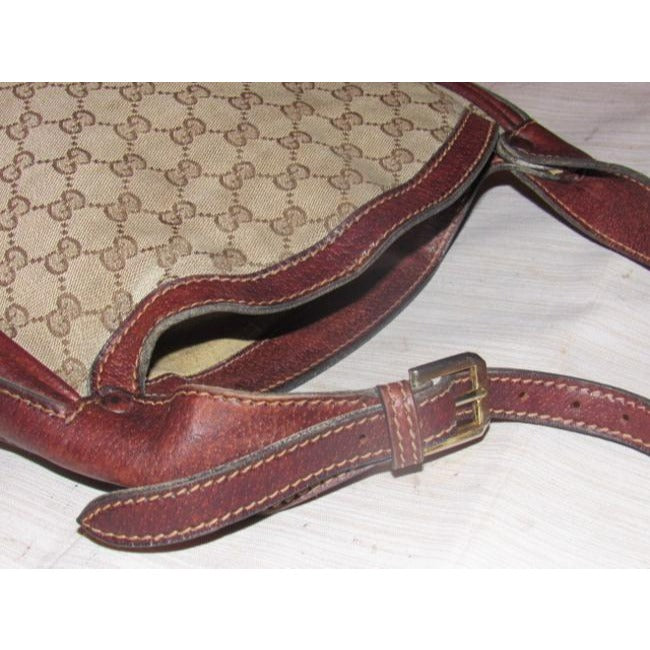 Gucci Vintage Purses Designer Purses Brown Large G Logo Print Canvas And Brown Leather