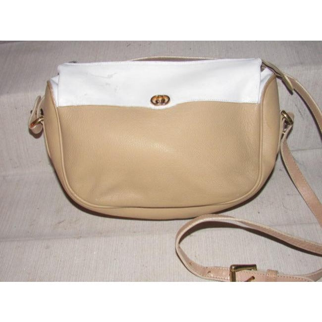 Gucci Vintage Pursesdesigner Purses White And Camel Leather Cross Body Bag