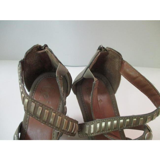 Lei Tan Snakeskin Cork Wedge Sandals Size Us